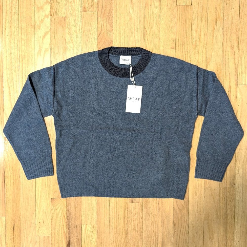 WRAP LONDON Cashmere Round Neck Sweater in Gunmetal Size 4 or S (NEW WITH TAGS)